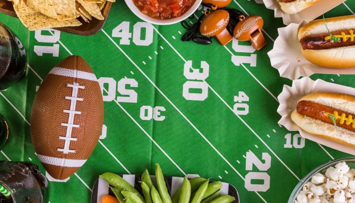 football themed food on table