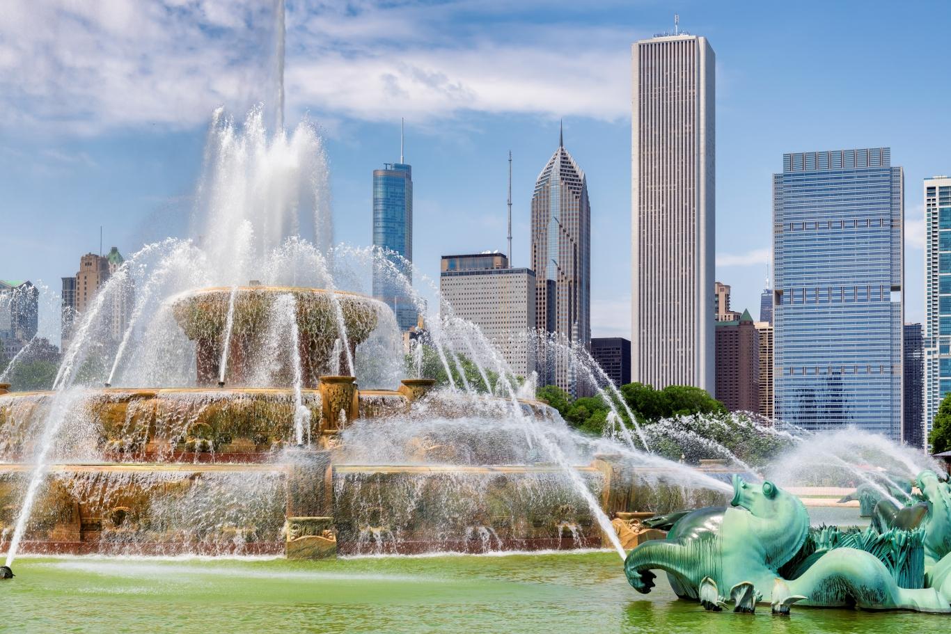 Fountain in Printer's Row, Chicago IL.