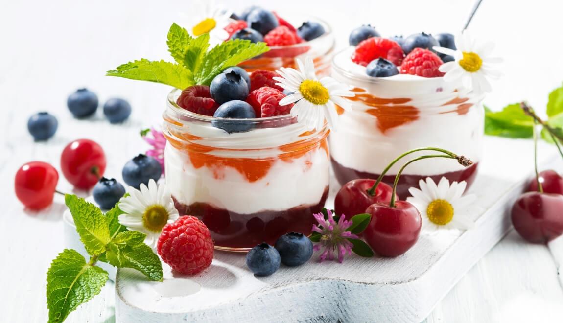 Fresh berries and yogurt make for a healthy summer treat.