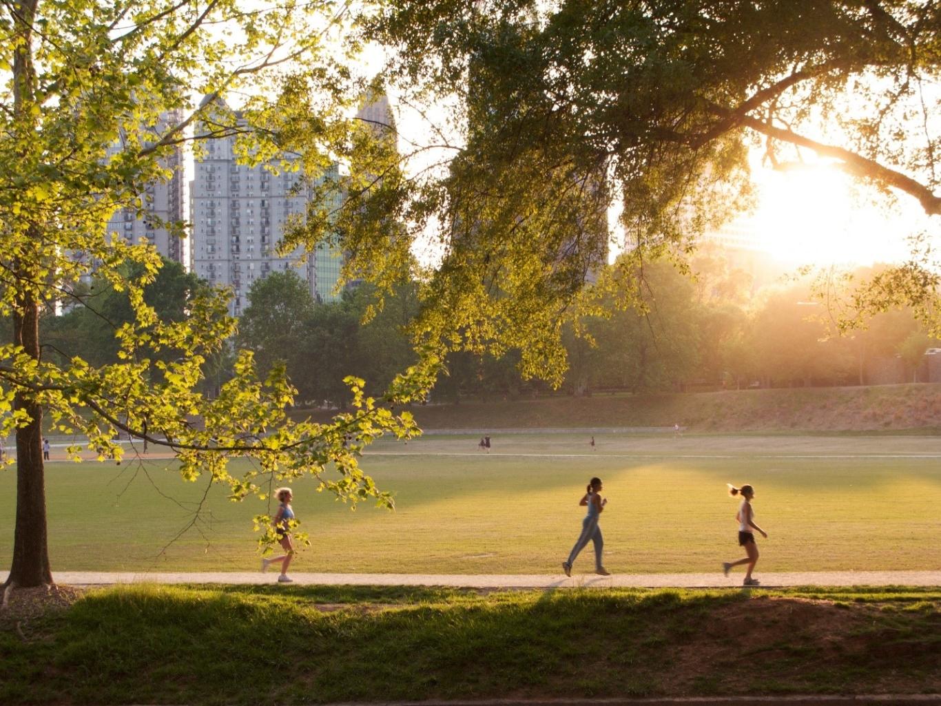 Joggers in an Atlanta, GA park.