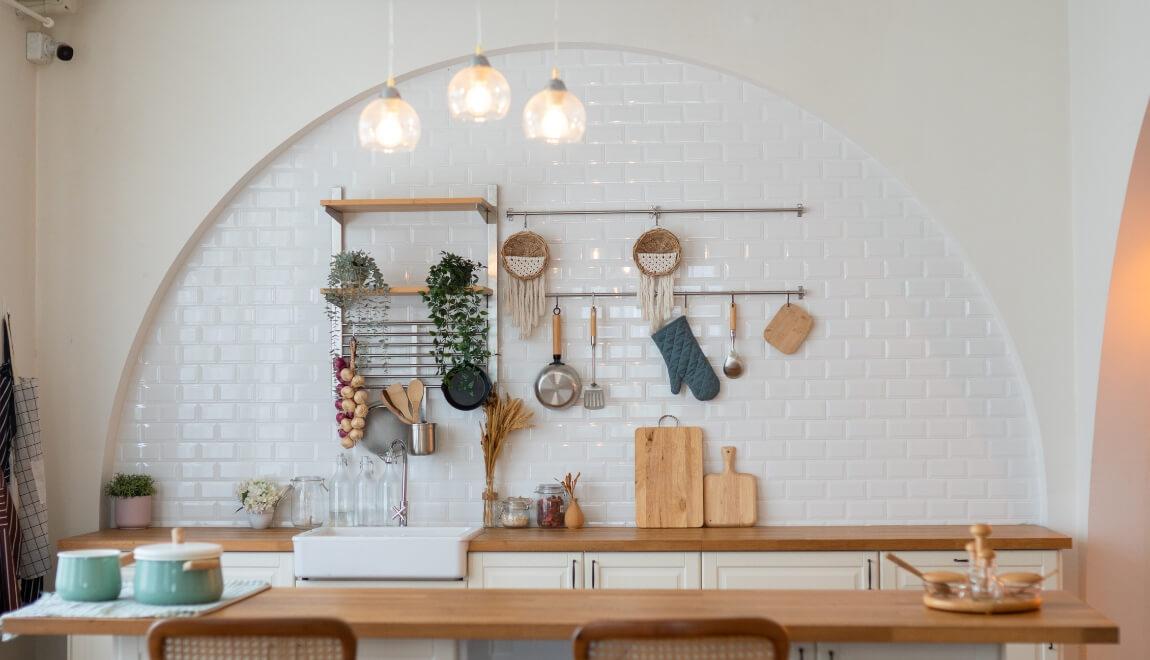 Elegant lighting in an open kitchen.