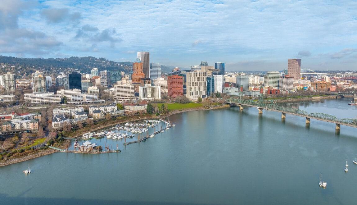 View of Portland, Oregon from the water.