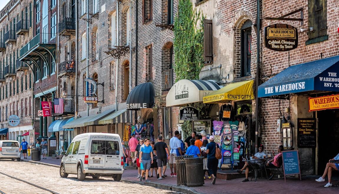 Historic River Street in Savannah, Georgia.