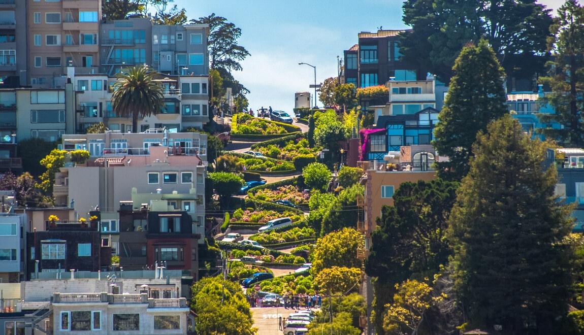 The famous Lombard Street in San Francisco, California.