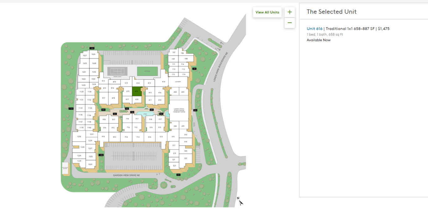 A screenshot of a apartment community map.