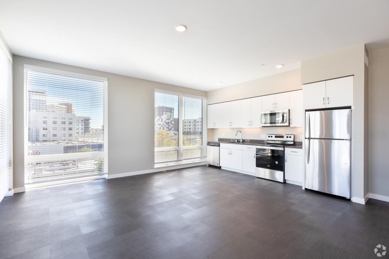 Living area at Monogram Apartments in Oakland