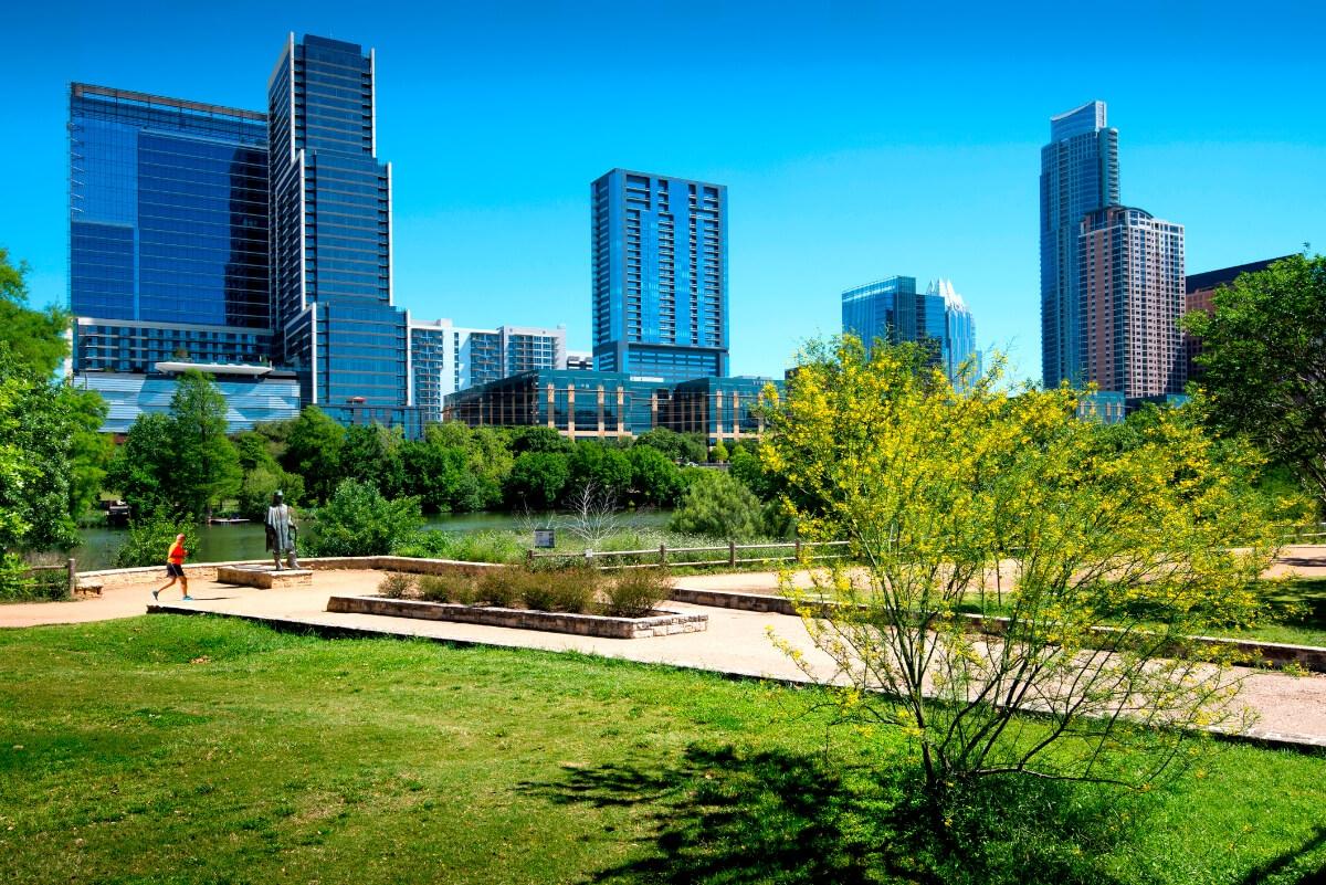 Path around Ladybird Lake in Downtown Austin, Texas.