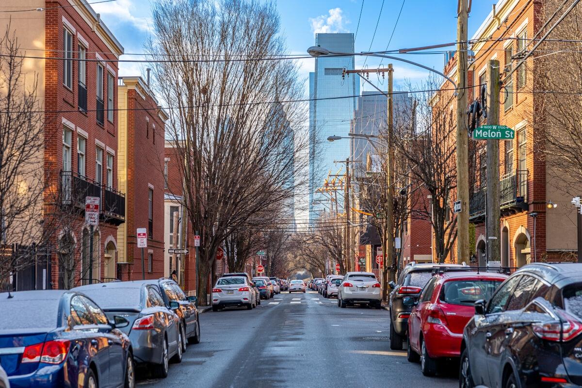 Residents can see Center City from their brick row homes in Fairmount-Art Museum.