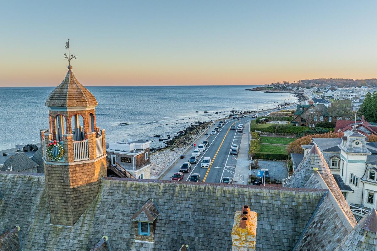 The Towers, a historic Narragansett icon, overlook the Narragansett coast.