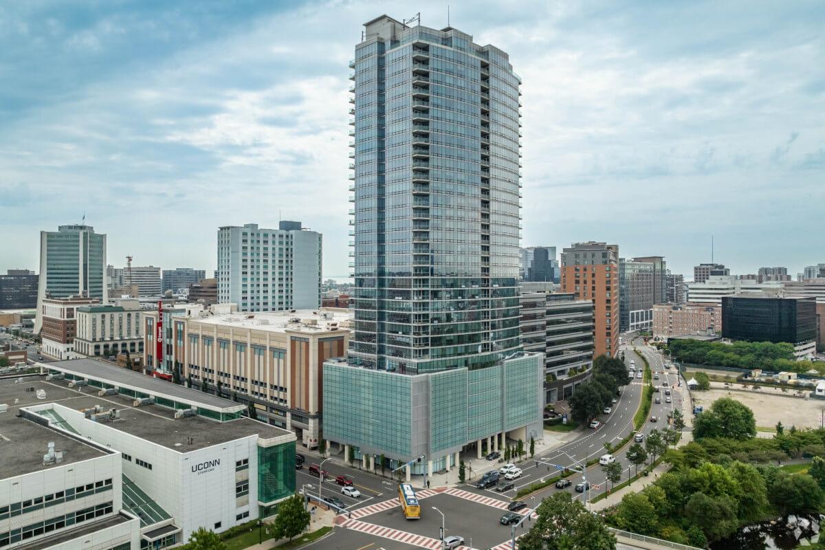 The UConn Stamford campus is in the middle of Downtown Stamford.