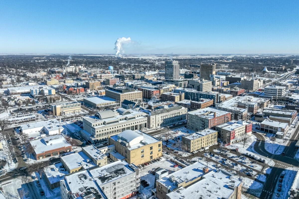 Snowy North Dakota town.
