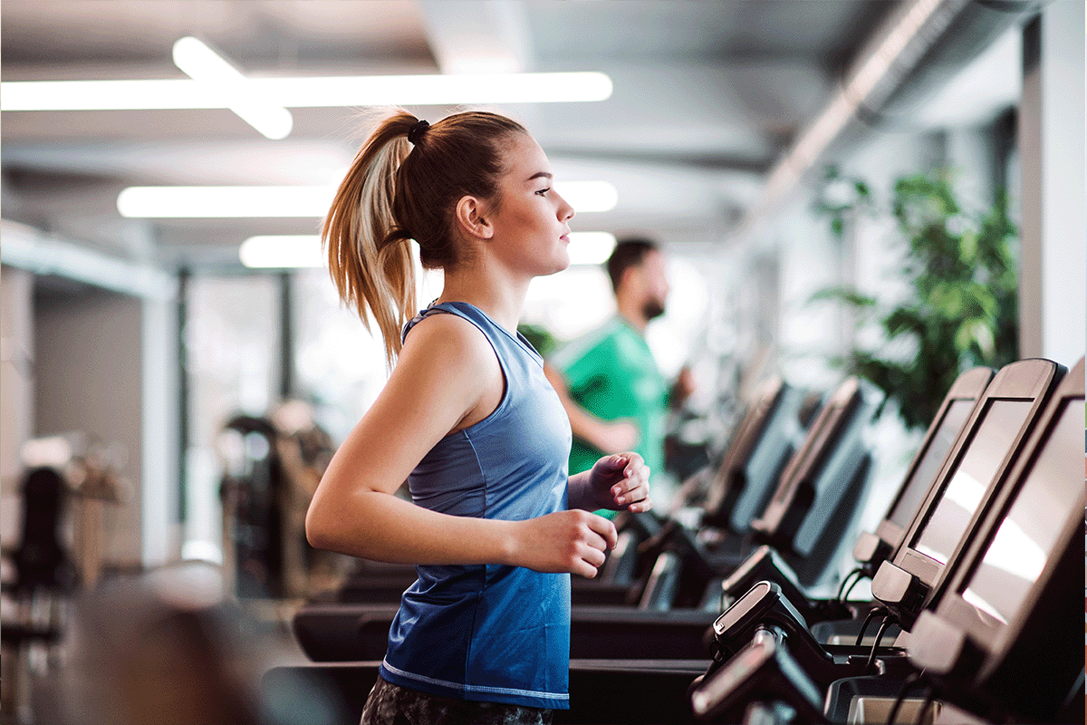 Woman running on treadmill
