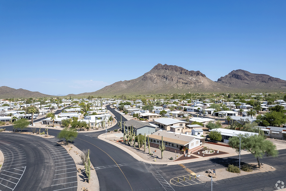 An aerial view of a community in Tucson.