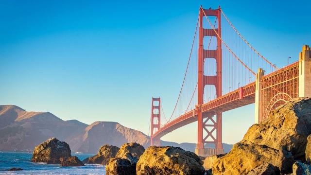 Golden Gate Bridge against a clear sky