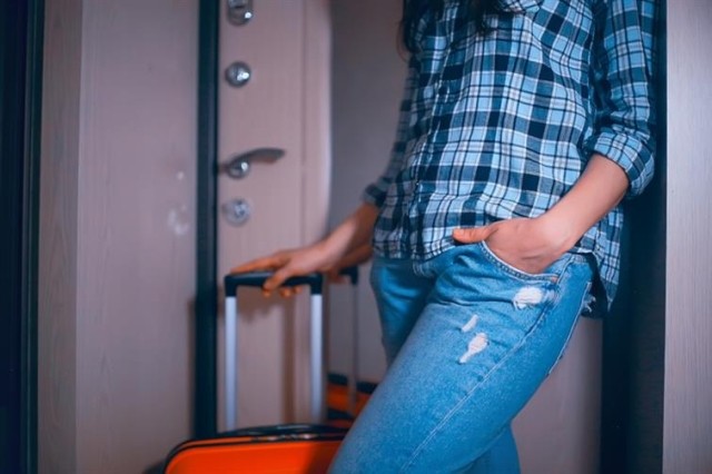 Woman with a suitcase