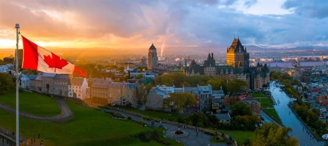 Canadian landscape under a sunset