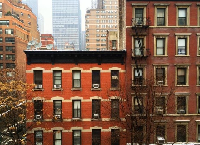 Apartment buildings in the city.