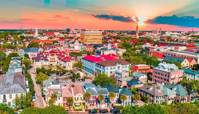 Aerial view of Charleston, South Carolina.