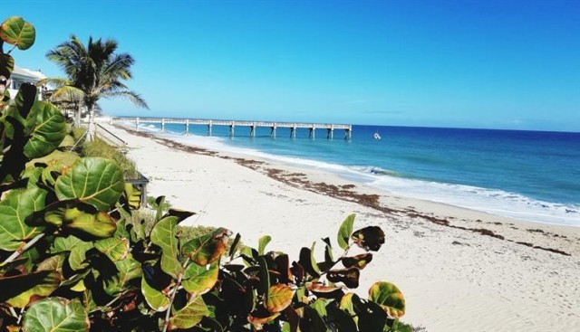 The white sand and blue water in Vero Beach, Florida.