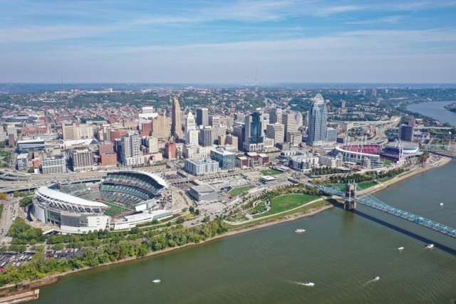 Downtown Cincinnati, OH and the Ohio River