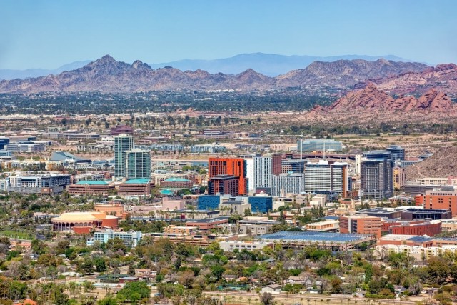 Vast Tempe Skyline with Mountains in Background in Tempe, Arizona