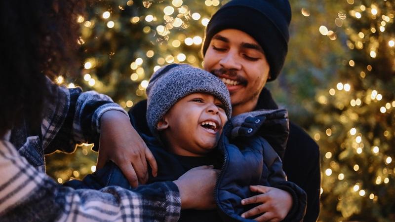 Family outdoors in winter