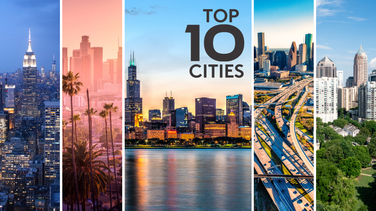 Top 10 cities: 5 most searched cities: Chicago, New York City, Los Angeles, Houston, and Atlanta