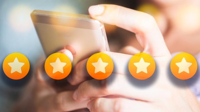 Smartphone users submits a five-star rating