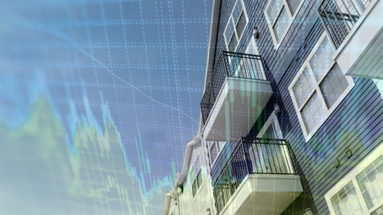 Apartment building with market trendlines