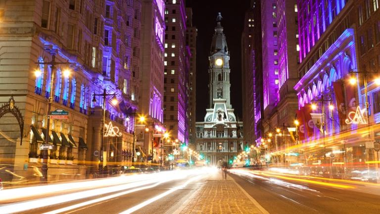 Downtown Philadelphia at night