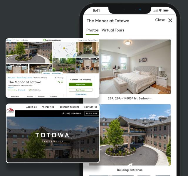 apartments.com listing side by side with it's community website