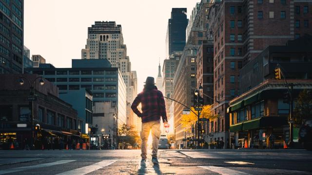 NYC renter stands in middle of Manhattan street