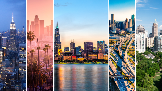 5 most searched cities: Chicago, New York City, Los Angeles, Houston, and Atlanta