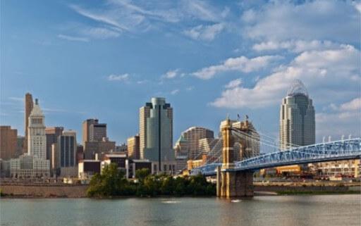 A skyline photo of Cincinnati, Ohio