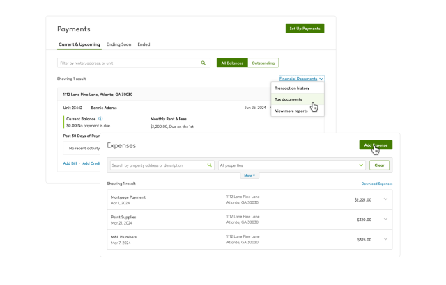 Example of tax documents and expenses form