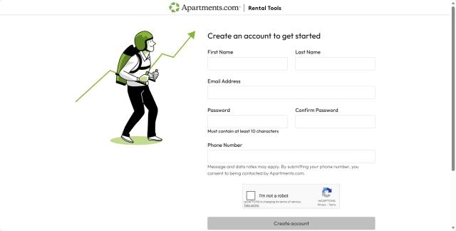 A screenshot of the "Get Started" page shows an empty form where users can fill out their name and sign-in information.