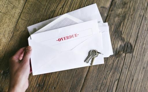 Envelope with an overdue notice