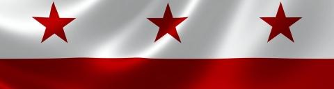 A tightly cropped photo of the flag of District of Columbia